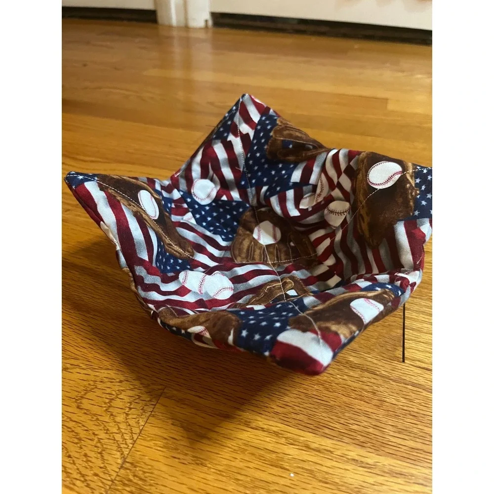 Handmade Bowl Cozy American Flag Baseball Microwave Safe Heat Resistant